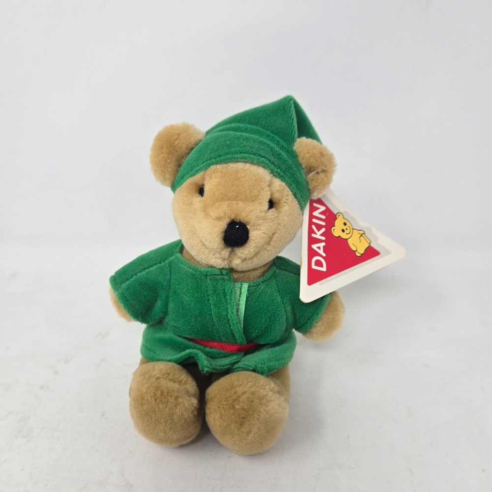 Vintage 1988 Dakin Yuletide Bear Plush Green Elf Outfit Holiday 15-6680 NWT